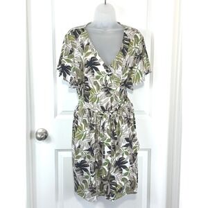 Du Jour Floral Print Wrap Style V Neck Short Sleeve Romper Women's XL X-Large